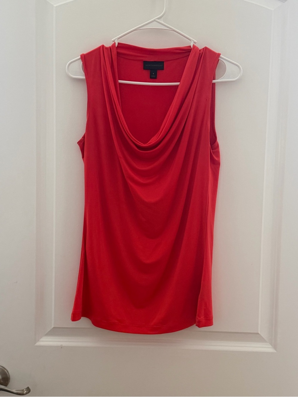 Worthington Red Draped Cowl Neck Sleeveless Top with Matching Skirt Set
